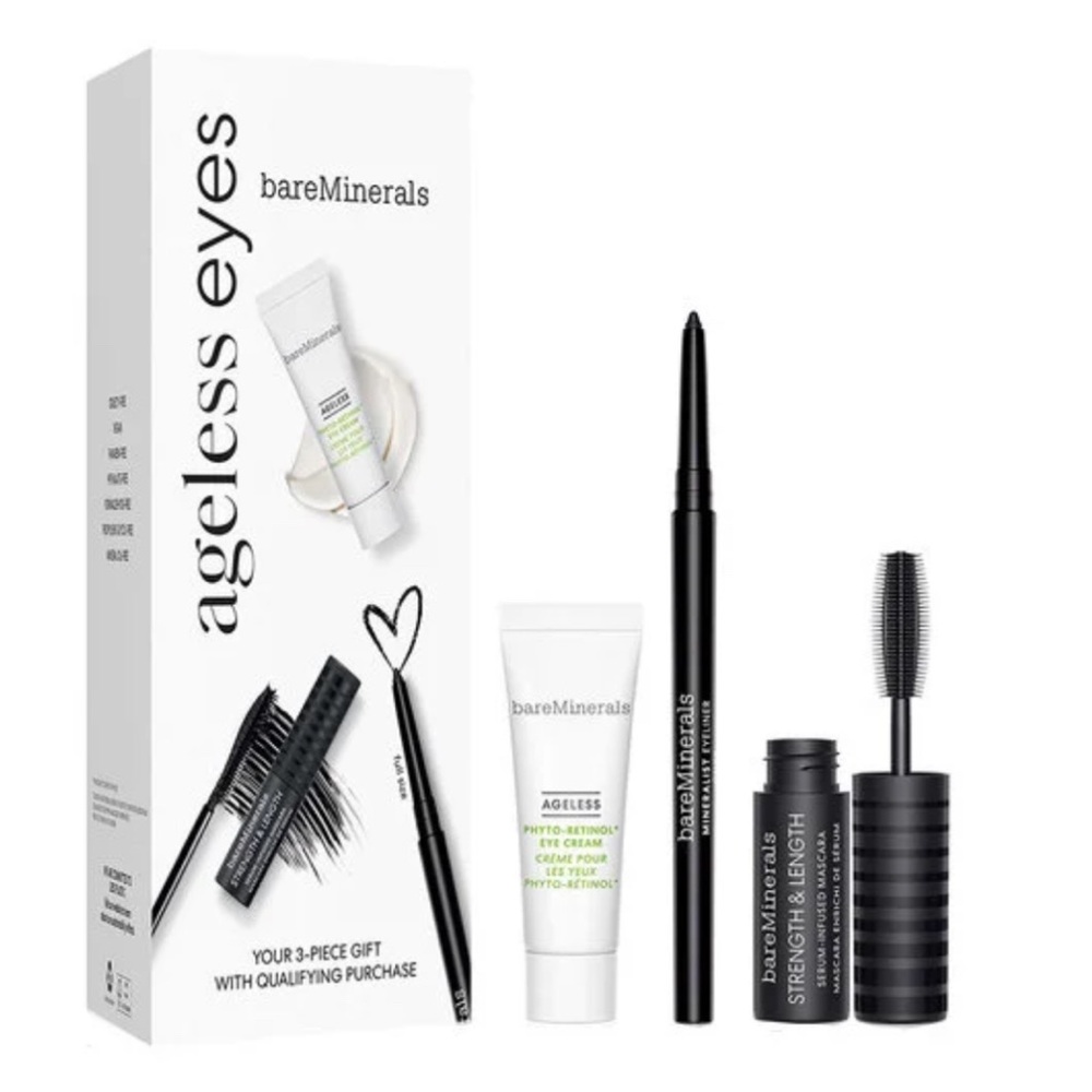 BAREMINERALS Ageless Eyes 3pc Gift Set, Eyeliner Mascara & Eye Cream New & Boxed